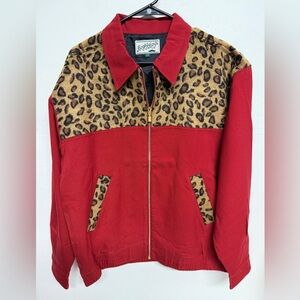 Bogey Boys mens Animal Spot  Cheetah Zip Jacket in Cheetah/Red Size Large